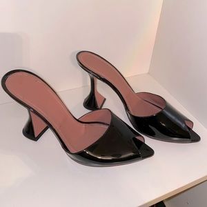 Amina Muaddi Patent Leather Tina Slippers